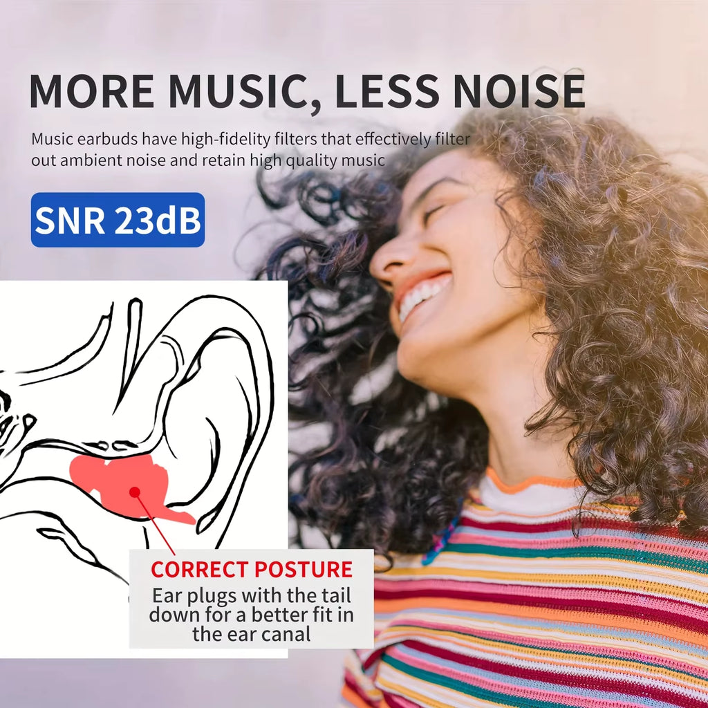 HUAK High Fidelity Silicone Ear Plugs for Noise Cancelling Washable Reusable Musicians Motorcycles Sleeping Work, Study, Swim