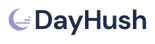 DayHush transparent wordmark with crescent horizon symbol
